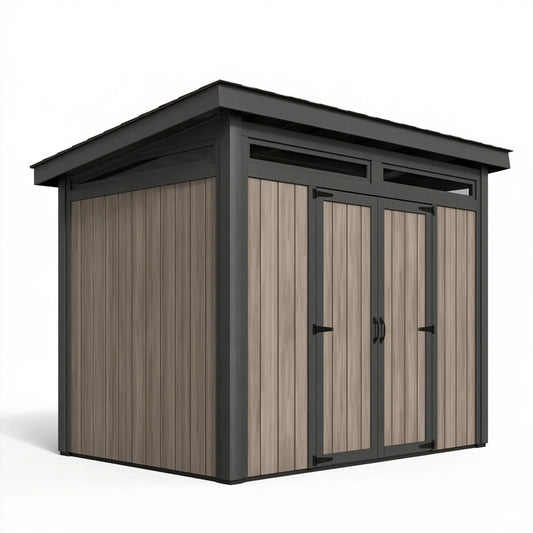 Gartengerätehaus 200 x 150 x 220 cm Metall in Anthrazit und Grau mit Doppeltür