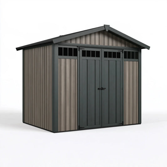 Gartengerätehaus 180 x 120 x 200 cm Kunststoff Grau Anthrazit für den Garten mit Doppeltür