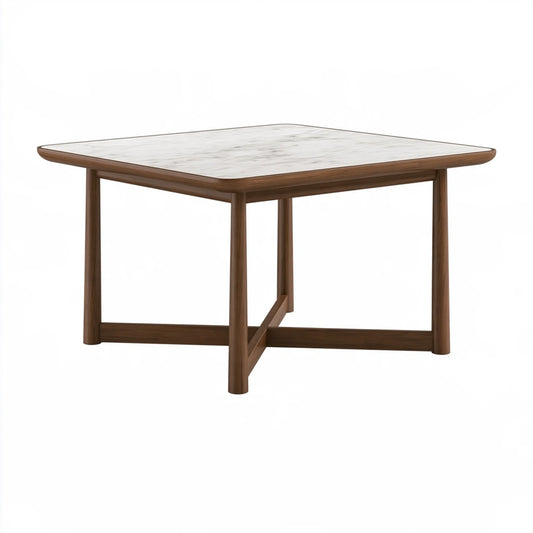 Esstisch 120 x 80 x 75 cm Holz Braun Weiß Marmoroptik Modern