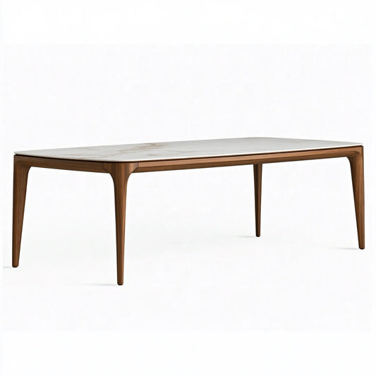 Esstisch 180 x 90 cm Holz und Marmoroptik Braun Weiß - moderner Tisch für Esszimmer