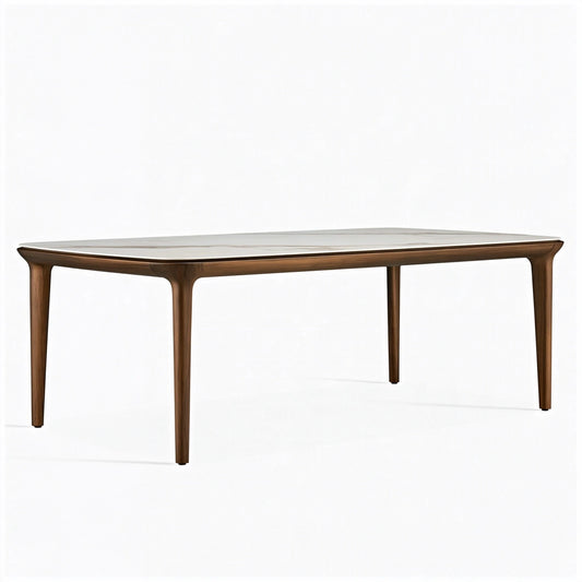Esstisch 180 x 90 x 75 cm Holz Weiß Braun mit Steinoptik Tischplatte - rechteckig