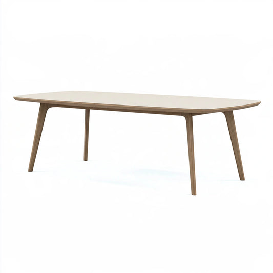 Esstisch 180 x 90 cm Holzwerkstoff Beige Braun - abgerundete Tischplatte im modernen Stil