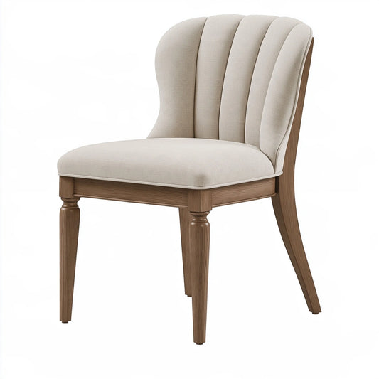 Polsterstuhl 52 x 62 x 96 cm beige braun mit Holzgestell im klassischen Stil