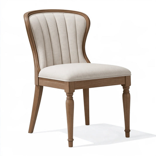 Polsterstuhl 50 x 58 x 92 cm Holz Beige Braun klassischer Esszimmerstuhl